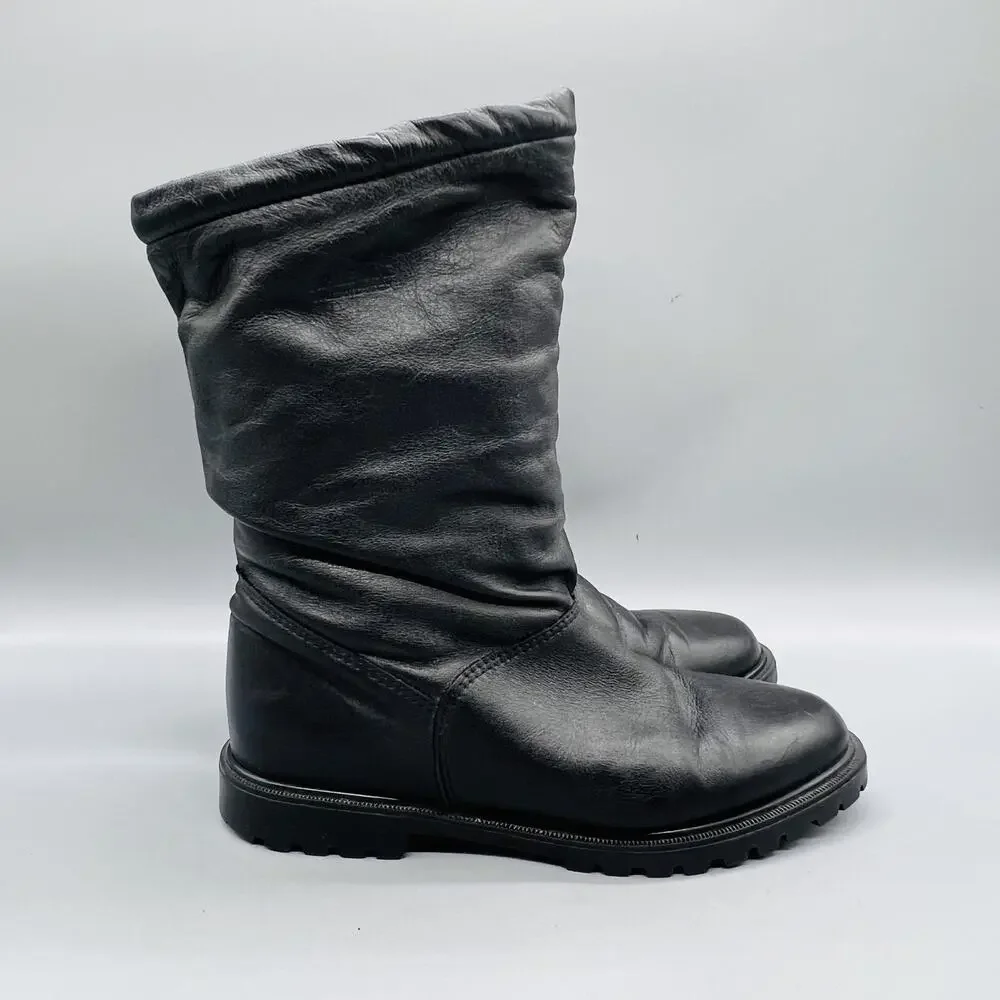 Regence Boots Women 6 Black Leather Mid Calf Vtg Insulated Winter Snow Shoes